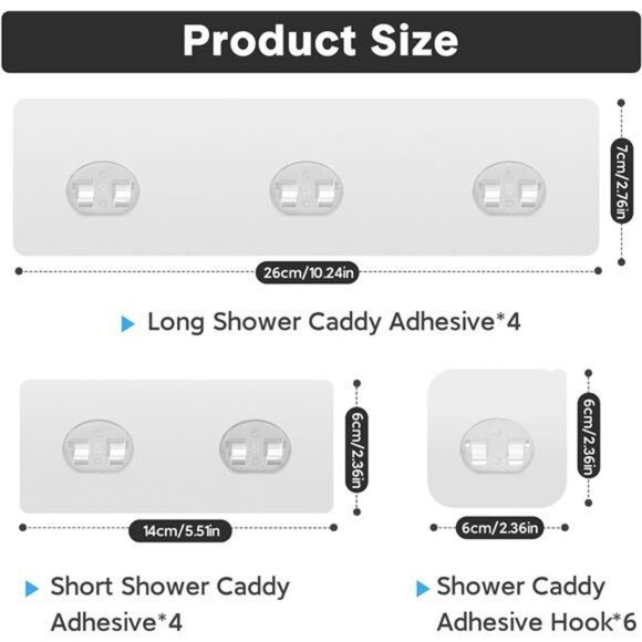 Shower caddy adhesive replacement strips waterproof wall hooks no drilling 14 pa - Picture 2 of 7